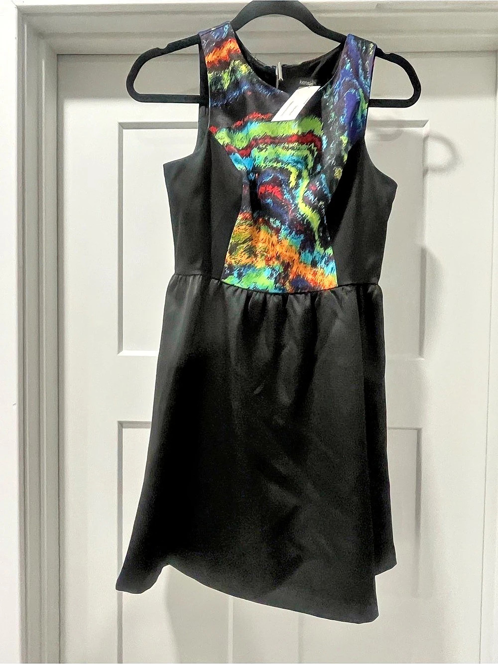 Kensie Abstract Print Mini Dress Black & Blue Small NWT Size 2